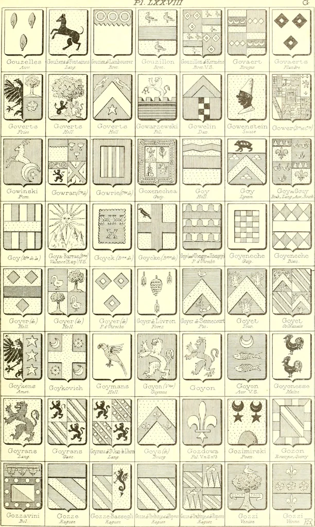 An illustration from Armoiries des familles contenues dans l'Armorial général de J.B. Rieststap [sic], 1903, leaf 164