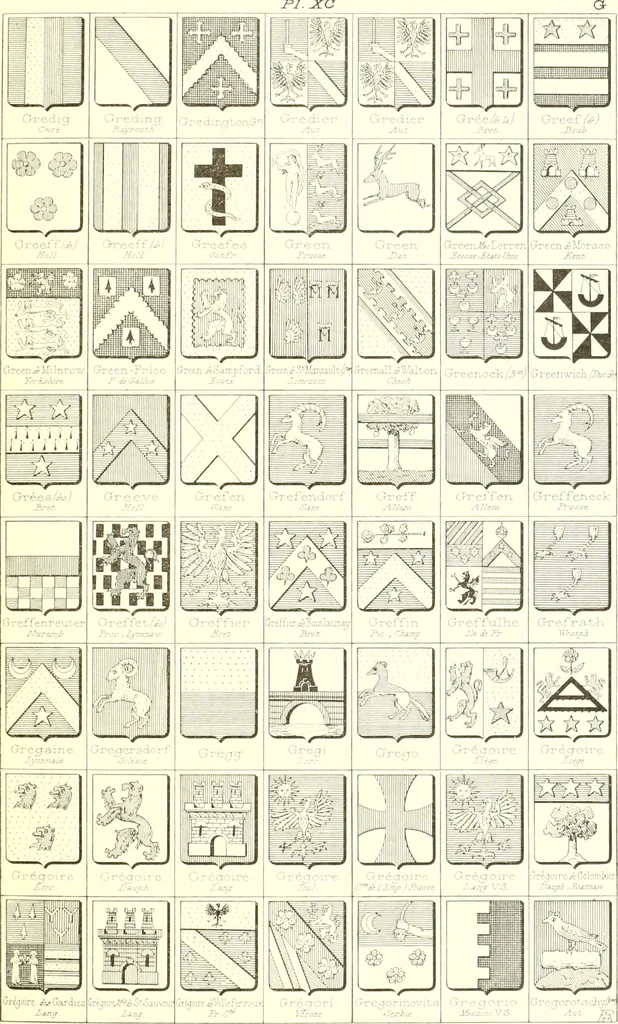 An illustration from Armoiries des familles contenues dans l'Armorial général de J.B. Rieststap [sic], 1903, leaf 188