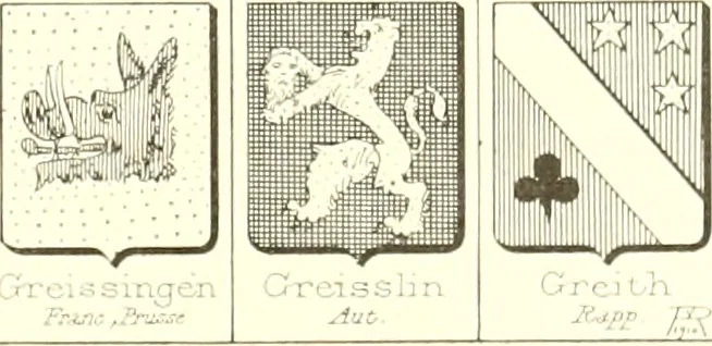 An illustration from Armoiries des familles contenues dans l'Armorial général de J.B. Rieststap [sic], 1903, leaf 190