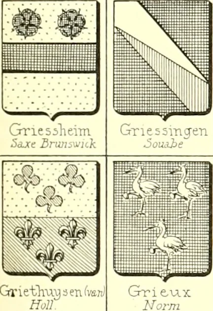 An illustration from Armoiries des familles contenues dans l'Armorial général de J.B. Rieststap [sic], 1903, leaf 198