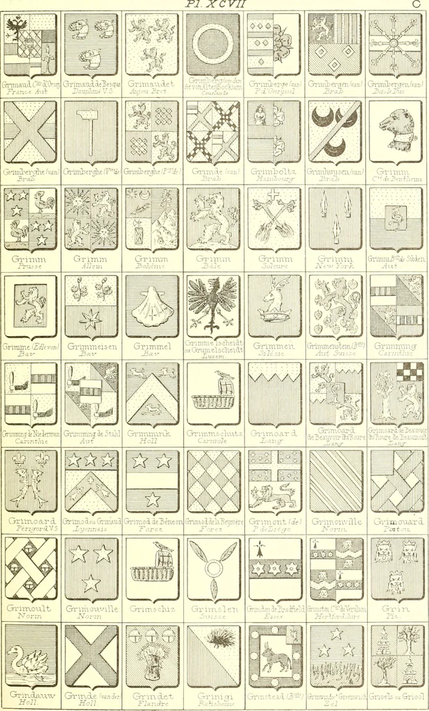 An illustration from Armoiries des familles contenues dans l'Armorial général de J.B. Rieststap [sic], 1903, leaf 202