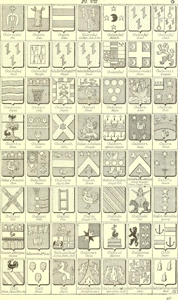 An illustration from Armoiries des familles contenues dans l'Armorial général de J.B. Rieststap [sic], 1903, leaf 22