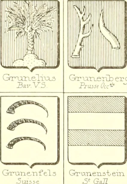 An illustration from Armoiries des familles contenues dans l'Armorial général de J.B. Rieststap [sic], 1903, leaf 220