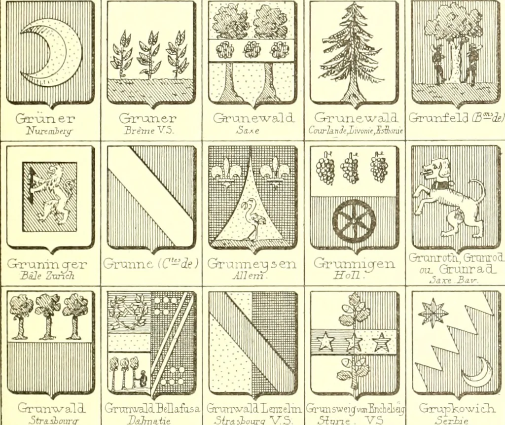 An illustration from Armoiries des familles contenues dans l'Armorial général de J.B. Rieststap [sic], 1903, leaf 220