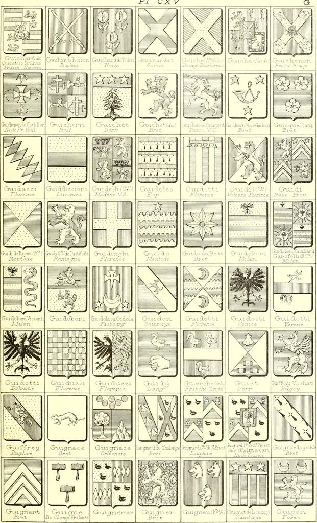 An illustration from Armoiries des familles contenues dans l'Armorial général de J.B. Rieststap [sic], 1903, leaf 238