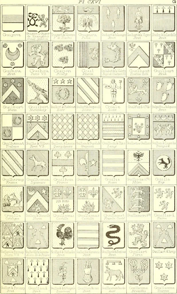 An illustration from Armoiries des familles contenues dans l'Armorial général de J.B. Rieststap [sic], 1903, leaf 240