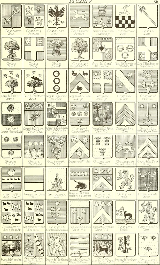 An illustration from Armoiries des familles contenues dans l'Armorial général de J.B. Rieststap [sic], 1903, leaf 256