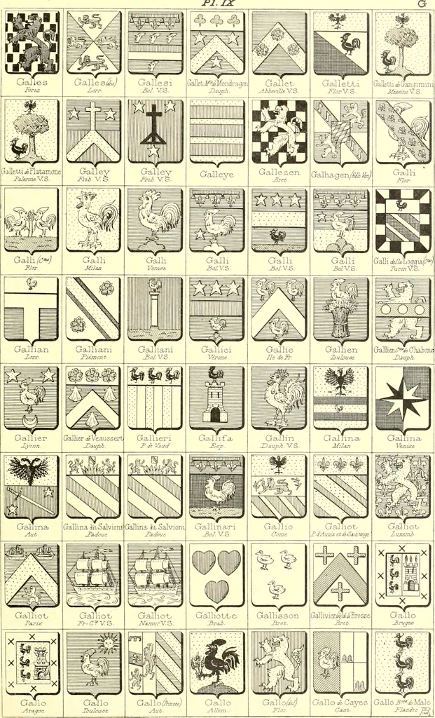 An illustration from Armoiries des familles contenues dans l'Armorial général de J.B. Rieststap [sic], 1903, leaf 26
