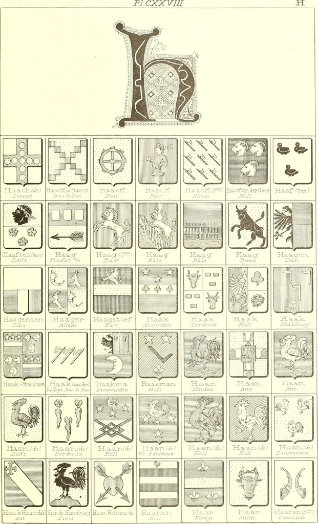 An illustration from Armoiries des familles contenues dans l'Armorial général de J.B. Rieststap [sic], 1903, leaf 264