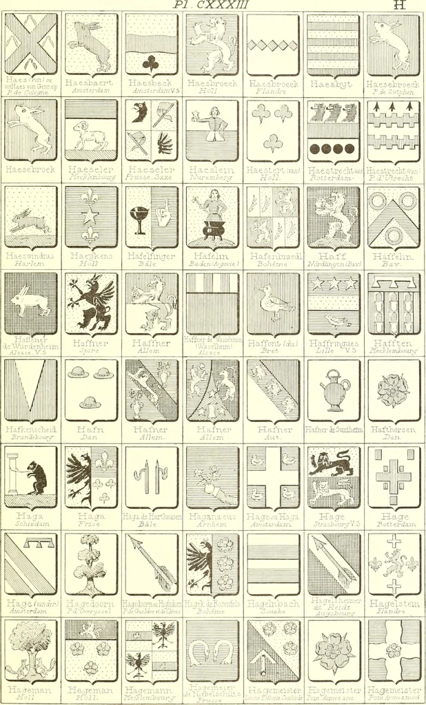 An illustration from Armoiries des familles contenues dans l'Armorial général de J.B. Rieststap [sic], 1903, leaf 274