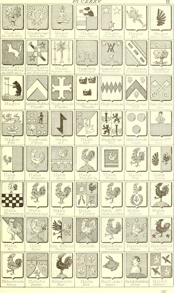 An illustration from Armoiries des familles contenues dans l'Armorial général de J.B. Rieststap [sic], 1903, leaf 278