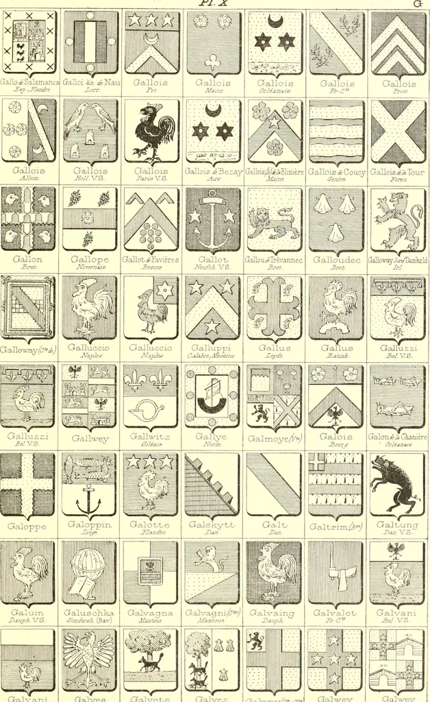 An illustration from Armoiries des familles contenues dans l'Armorial général de J.B. Rieststap [sic], 1903, leaf 28