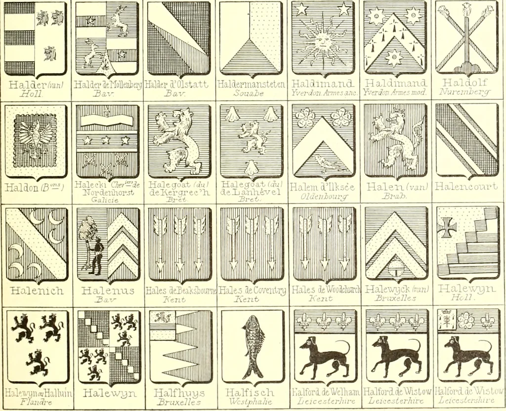 An illustration from Armoiries des familles contenues dans l'Armorial général de J.B. Rieststap [sic], 1903, leaf 282