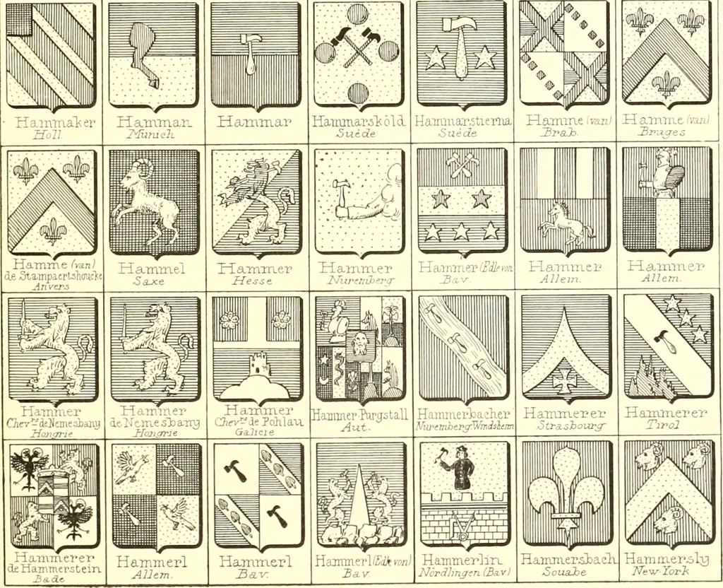 An illustration from Armoiries des familles contenues dans l'Armorial général de J.B. Rieststap [sic], 1903, leaf 292