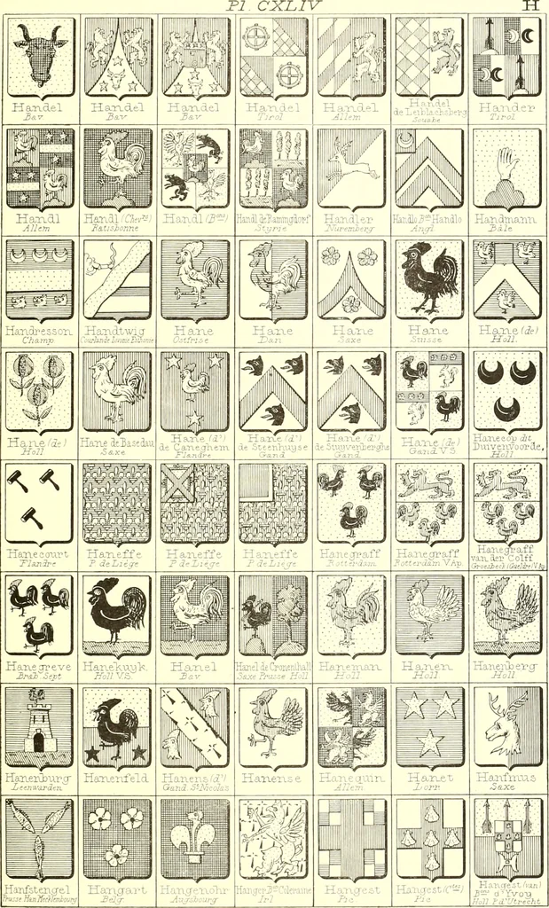 An illustration from Armoiries des familles contenues dans l'Armorial général de J.B. Rieststap [sic], 1903, leaf 296