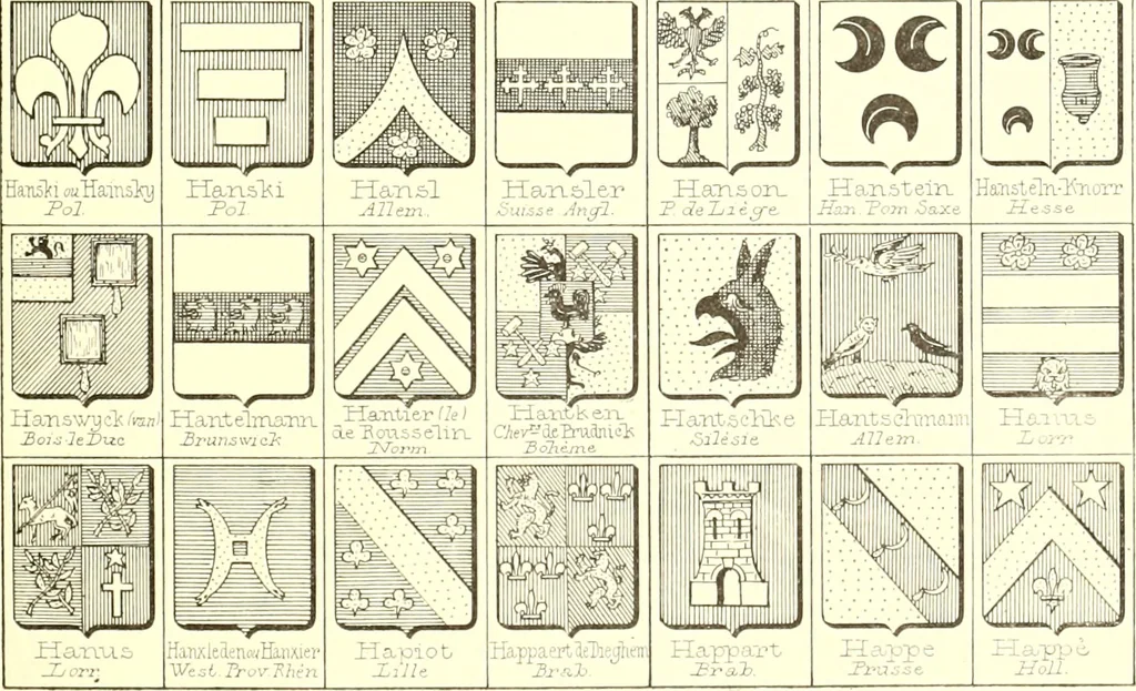 An illustration from Armoiries des familles contenues dans l'Armorial général de J.B. Rieststap [sic], 1903, leaf 300