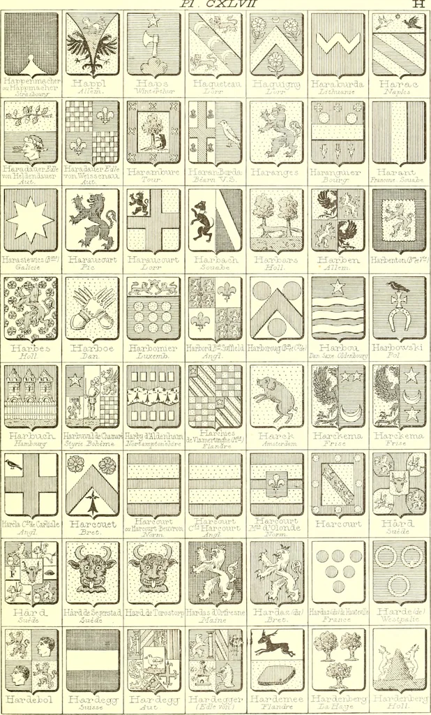 An illustration from Armoiries des familles contenues dans l'Armorial général de J.B. Rieststap [sic], 1903, leaf 302
