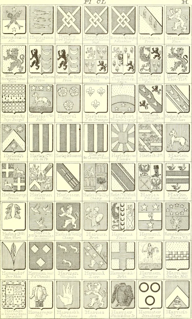 An illustration from Armoiries des familles contenues dans l'Armorial général de J.B. Rieststap [sic], 1903, leaf 308
