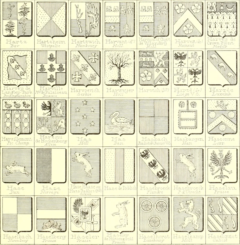 An illustration from Armoiries des familles contenues dans l'Armorial général de J.B. Rieststap [sic], 1903, leaf 316