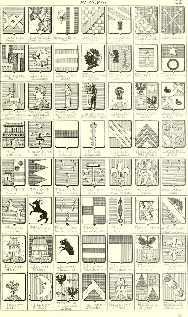 An illustration from Armoiries des familles contenues dans l'Armorial général de J.B. Rieststap [sic], 1903, leaf 326