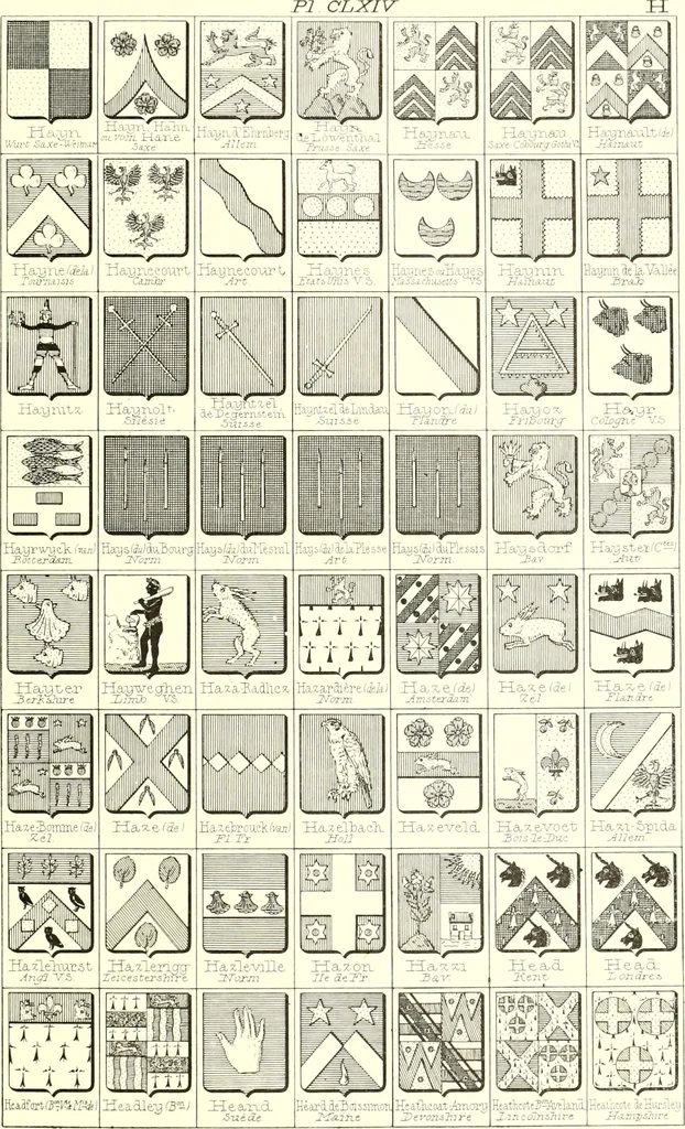 An illustration from Armoiries des familles contenues dans l'Armorial général de J.B. Rieststap [sic], 1903, leaf 338