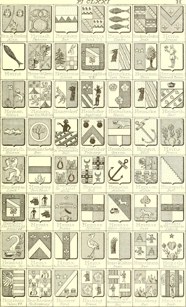 An illustration from Armoiries des familles contenues dans l'Armorial général de J.B. Rieststap [sic], 1903, leaf 352