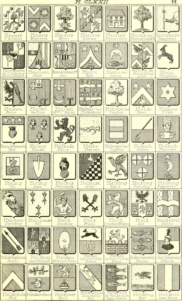 An illustration from Armoiries des familles contenues dans l'Armorial général de J.B. Rieststap [sic], 1903, leaf 354