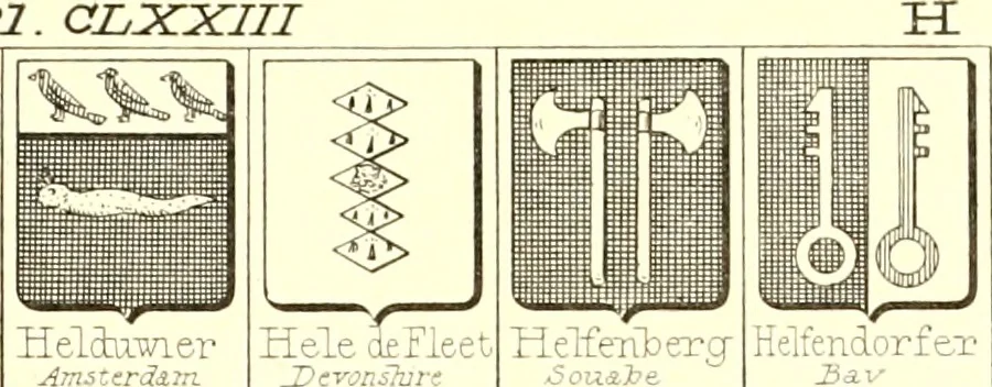 An illustration from Armoiries des familles contenues dans l'Armorial général de J.B. Rieststap [sic], 1903, leaf 356