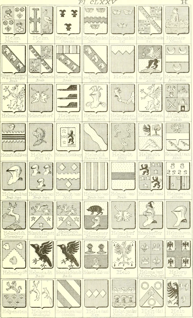 An illustration from Armoiries des familles contenues dans l'Armorial général de J.B. Rieststap [sic], 1903, leaf 360