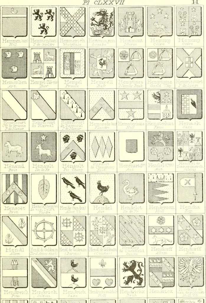 An illustration from Armoiries des familles contenues dans l'Armorial général de J.B. Rieststap [sic], 1903, leaf 364