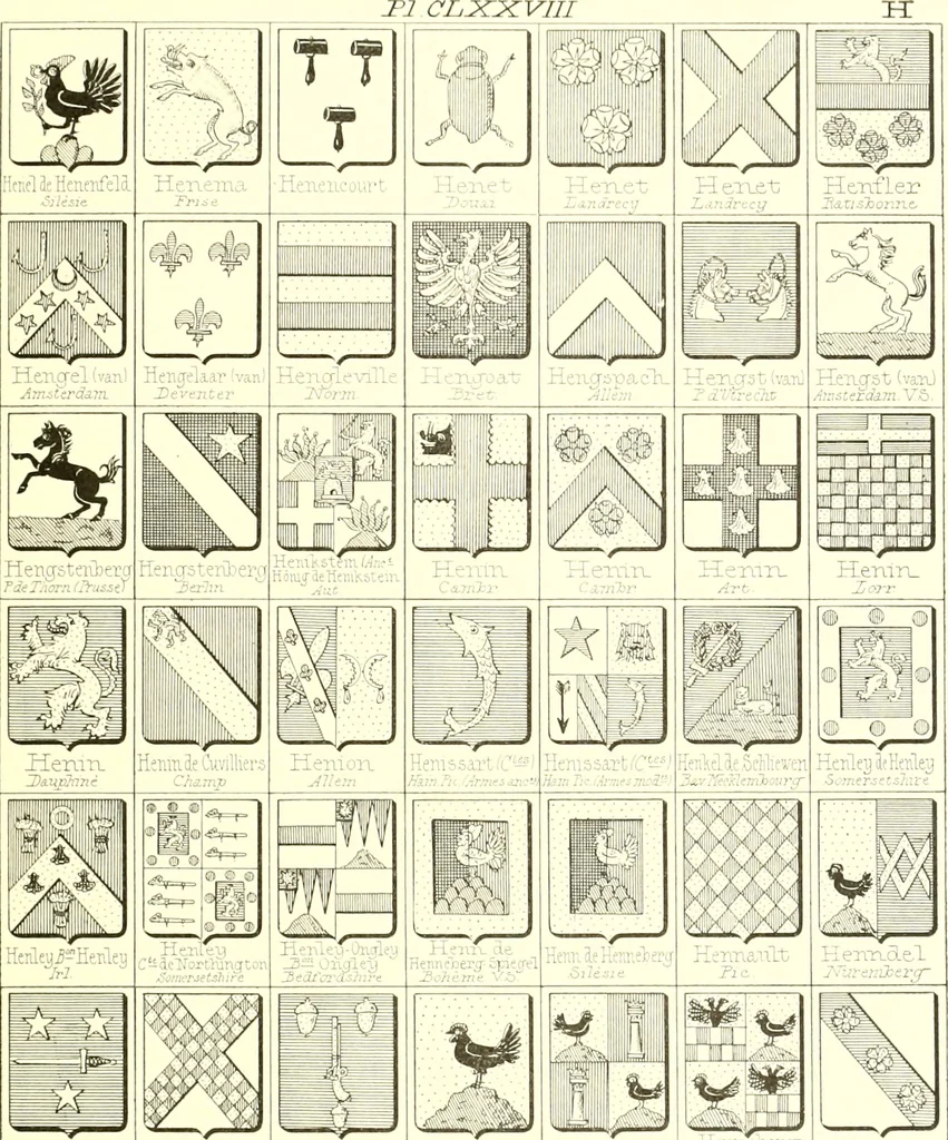 An illustration from Armoiries des familles contenues dans l'Armorial général de J.B. Rieststap [sic], 1903, leaf 366