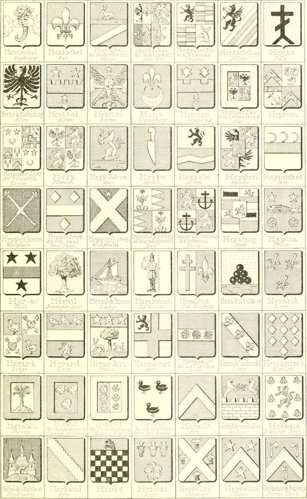 An illustration from Armoiries des familles contenues dans l'Armorial général de J.B. Rieststap [sic], 1903, leaf 372