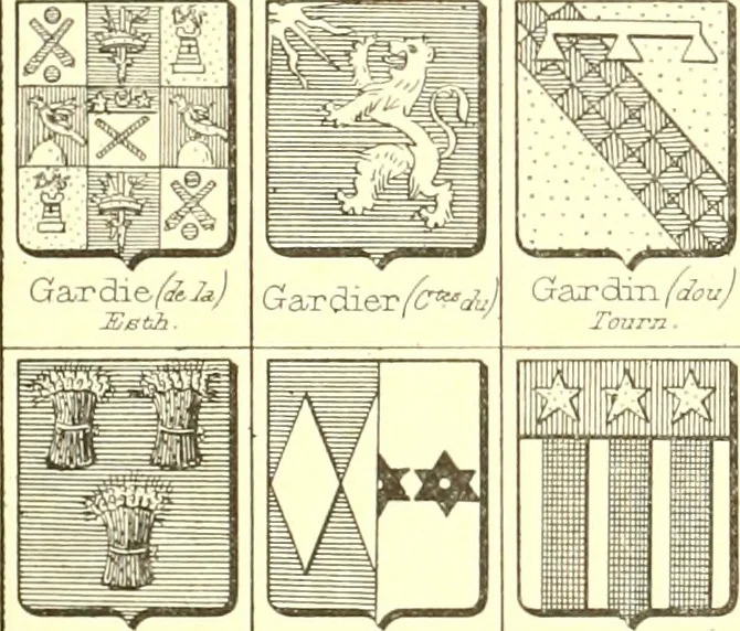 An illustration from Armoiries des familles contenues dans l'Armorial général de J.B. Rieststap [sic], 1903, leaf 38