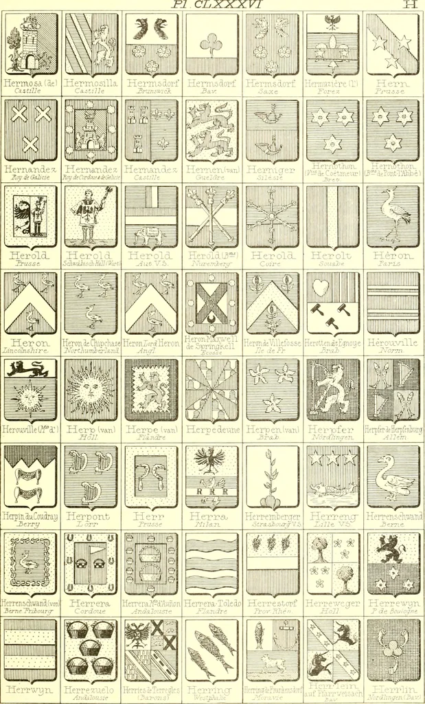 An illustration from Armoiries des familles contenues dans l'Armorial général de J.B. Rieststap [sic], 1903, leaf 382