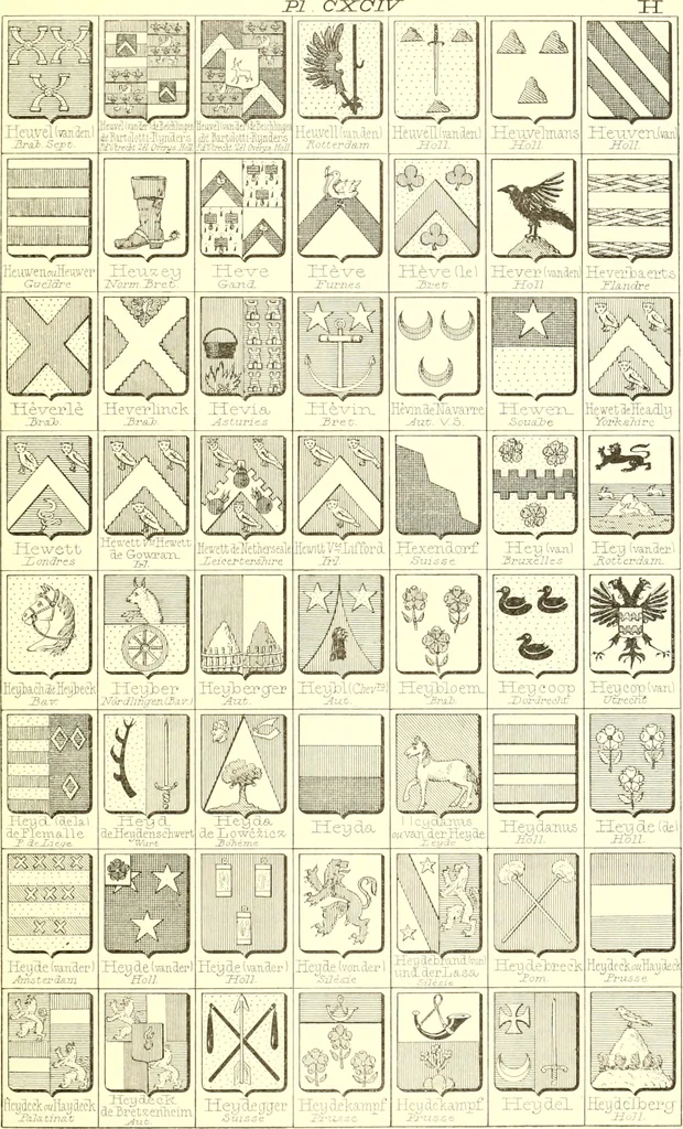An illustration from Armoiries des familles contenues dans l'Armorial général de J.B. Rieststap [sic], 1903, leaf 398