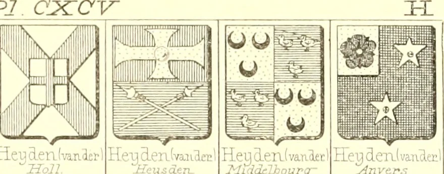 An illustration from Armoiries des familles contenues dans l'Armorial général de J.B. Rieststap [sic], 1903, leaf 400