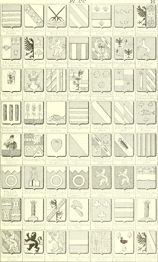 An illustration from Armoiries des familles contenues dans l'Armorial général de J.B. Rieststap [sic], 1903, leaf 410