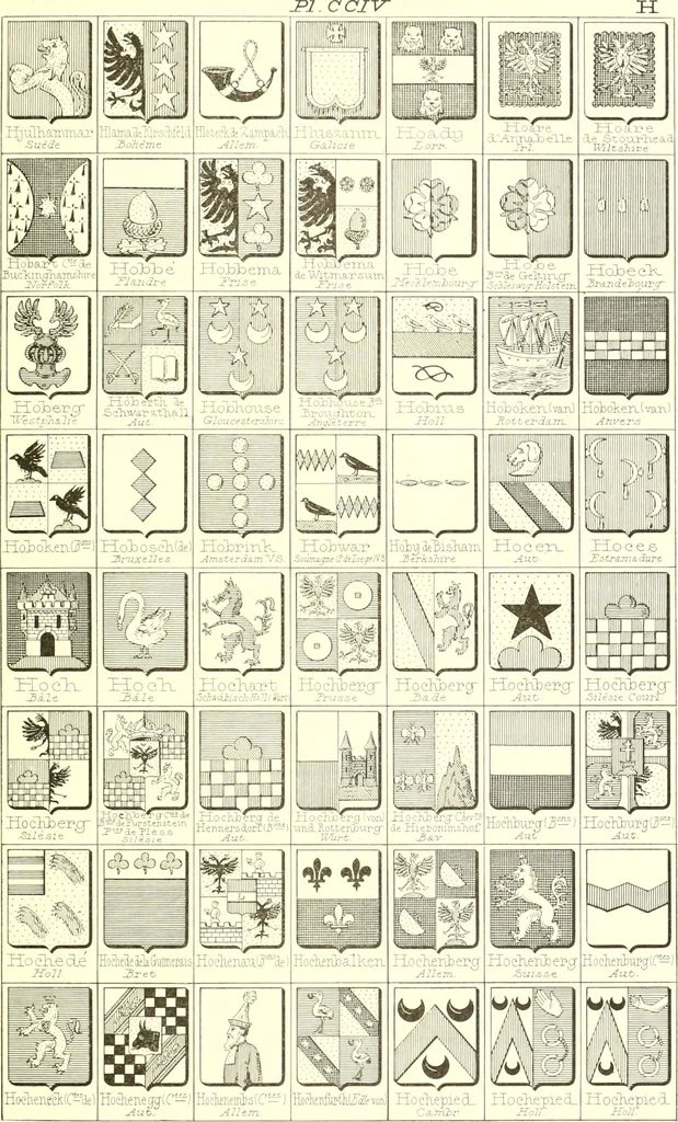 An illustration from Armoiries des familles contenues dans l'Armorial général de J.B. Rieststap [sic], 1903, leaf 418