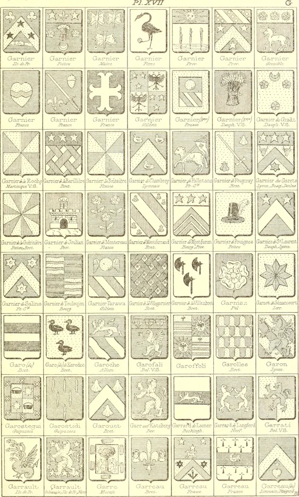 An illustration from Armoiries des familles contenues dans l'Armorial général de J.B. Rieststap [sic], 1903, leaf 42