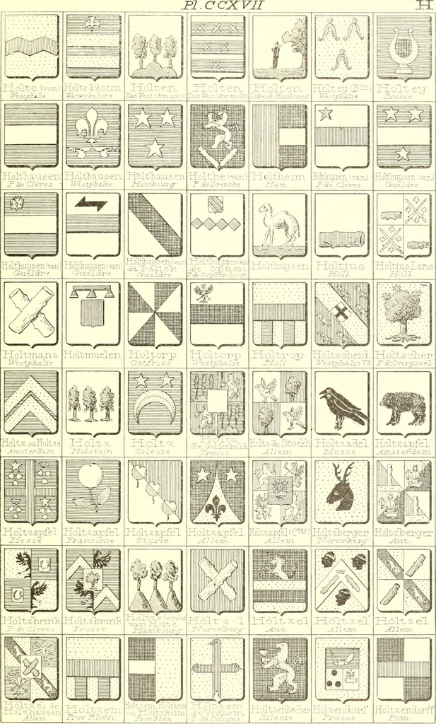 An illustration from Armoiries des familles contenues dans l'Armorial général de J.B. Rieststap [sic], 1903, leaf 444