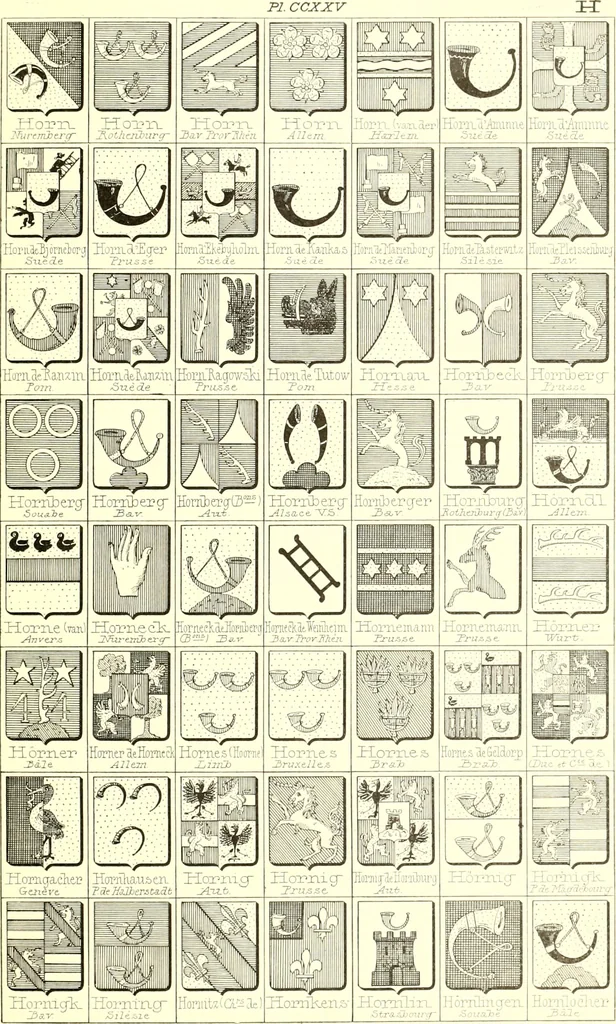 An illustration from Armoiries des familles contenues dans l'Armorial général de J.B. Rieststap [sic], 1903, leaf 462