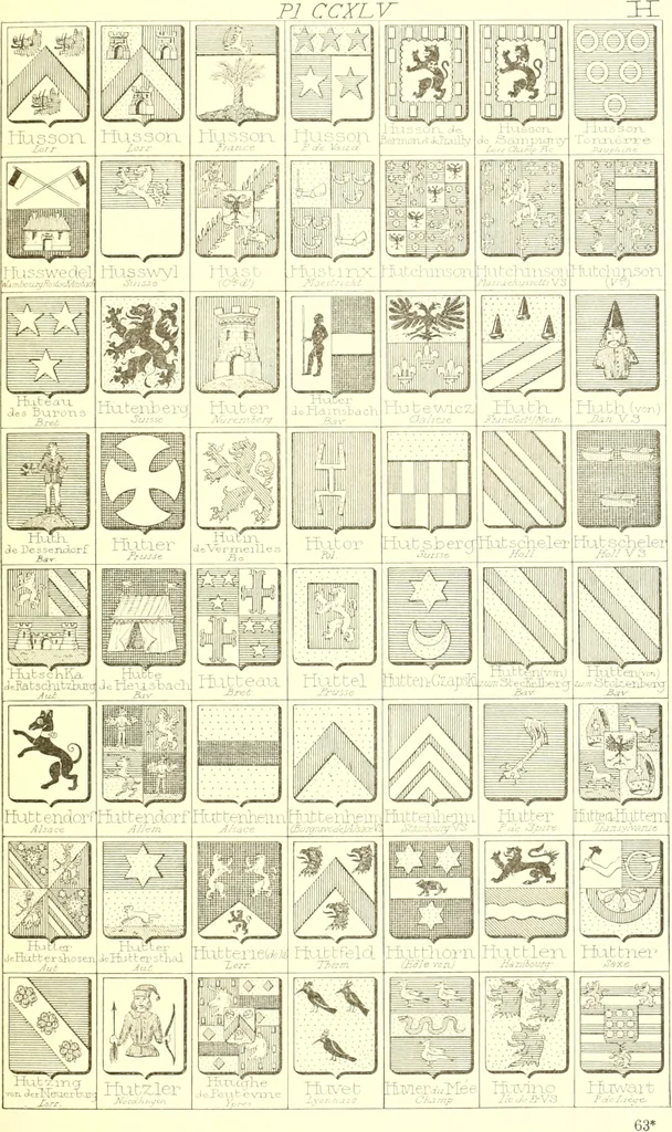An illustration from Armoiries des familles contenues dans l'Armorial général de J.B. Rieststap [sic], 1903, leaf 502