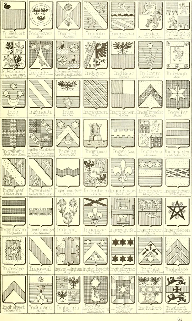 An illustration from Armoiries des familles contenues dans l'Armorial général de J.B. Rieststap [sic], 1903, leaf 518