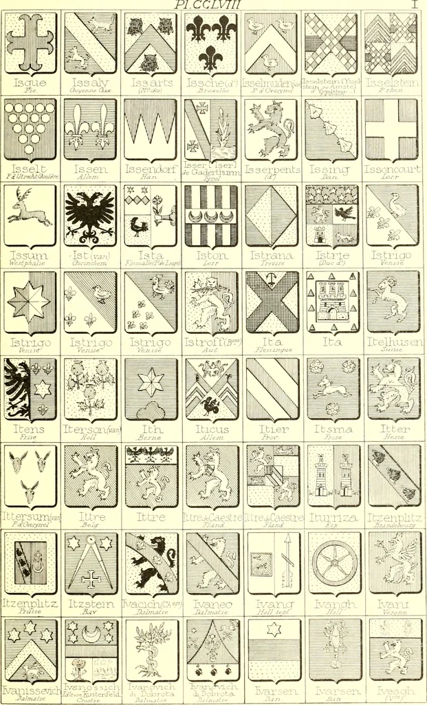 An illustration from Armoiries des familles contenues dans l'Armorial général de J.B. Rieststap [sic], 1903, leaf 528