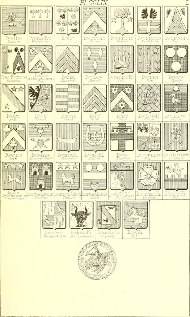 An illustration from Armoiries des familles contenues dans l'Armorial général de J.B. Rieststap [sic], 1903, leaf 530
