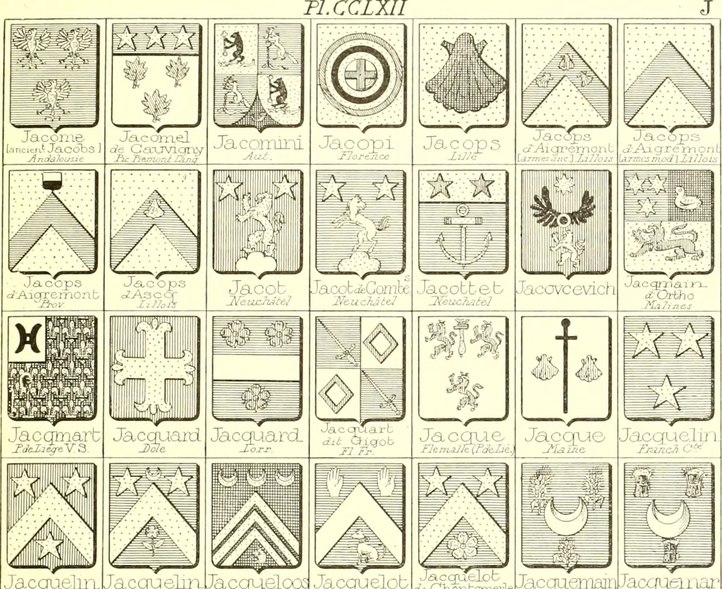 An illustration from Armoiries des familles contenues dans l'Armorial général de J.B. Rieststap [sic], 1903, leaf 536