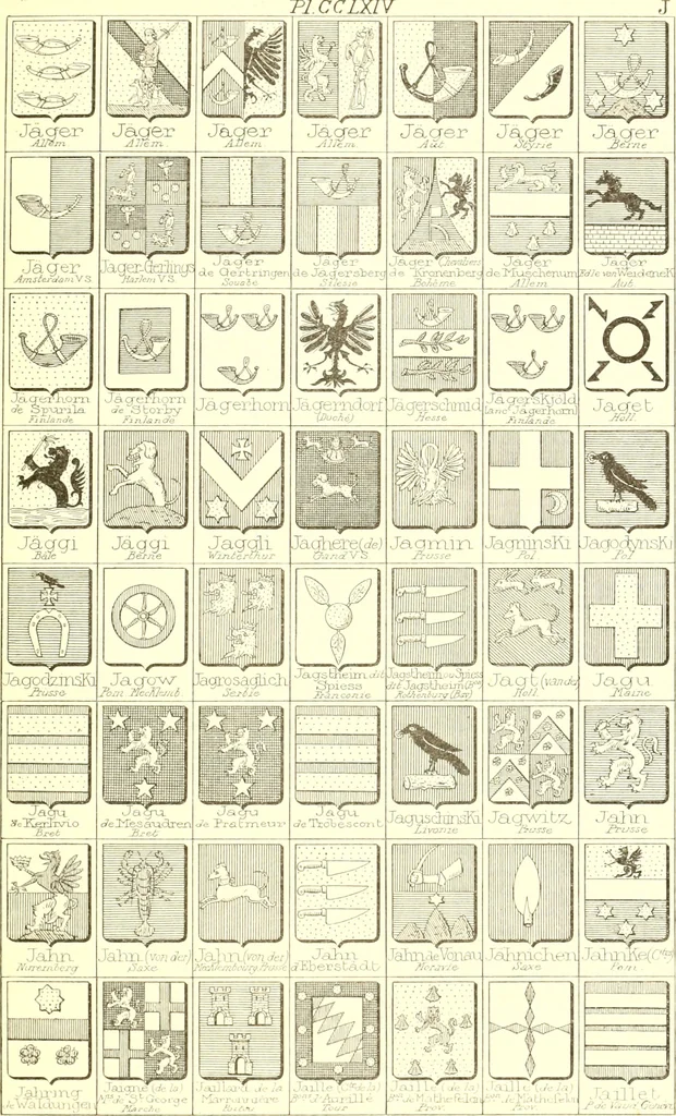 An illustration from Armoiries des familles contenues dans l'Armorial général de J.B. Rieststap [sic], 1903, leaf 540