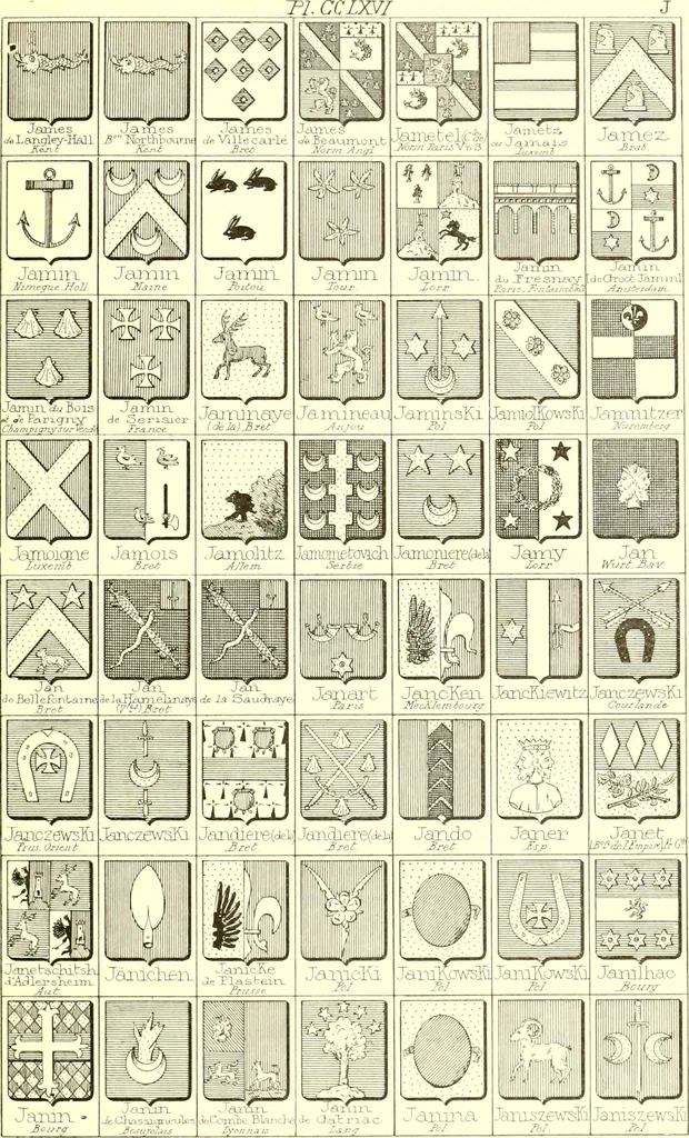 An illustration from Armoiries des familles contenues dans l'Armorial général de J.B. Rieststap [sic], 1903, leaf 544