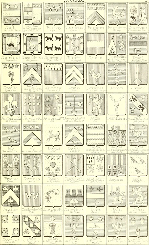 An illustration from Armoiries des familles contenues dans l'Armorial général de J.B. Rieststap [sic], 1903, leaf 554