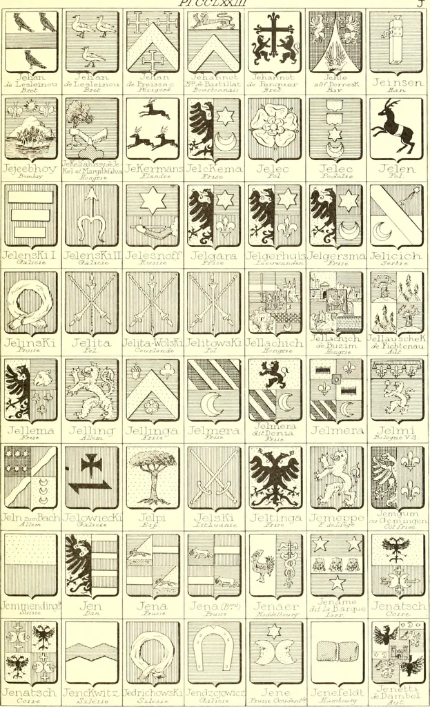 An illustration from Armoiries des familles contenues dans l'Armorial général de J.B. Rieststap [sic], 1903, leaf 558
